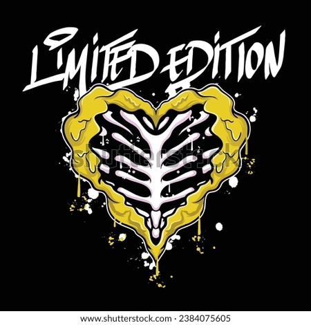 vector graffiti hand drawn skeleton love with slogan limited edition designs for streetwear illustration