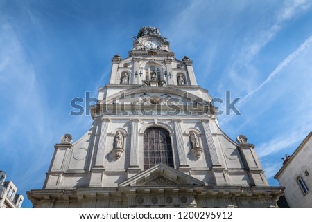 Architecture detail of the Holy Cross Church of Nantes on a summer day Photo stock © 