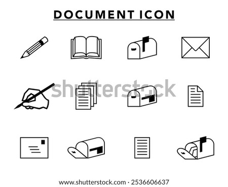 Document Icons Strokes Not Expanded Outlines Stock Vector.Eps 10