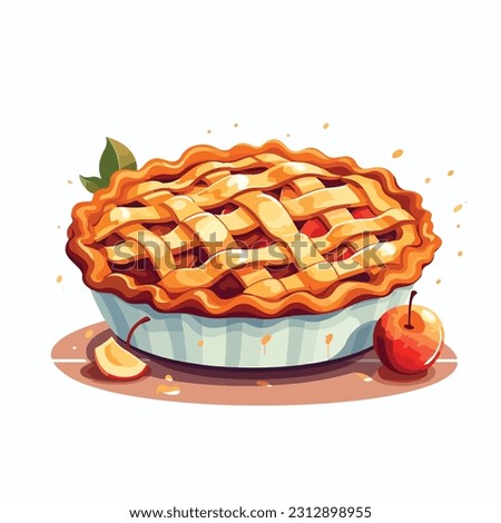 apple pie vector flat color white background