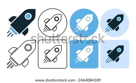 Rocket icon set. Startup icon vector. designed in filled, outline, line and stroke style can be used for web, mobile, ui, ux