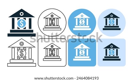 bank icon and dollars, institution icon symbol ui and ux design, glyphs and stroke line icon	