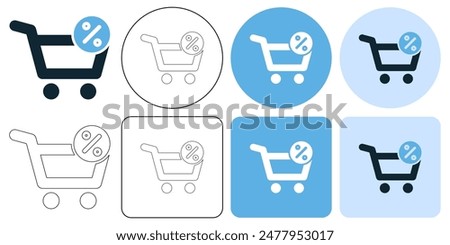 Discount product sales , Shopping Cart Icon shop and sale icon Shopping and E-commerce check out icon. mart market trolley icon symbol stroke line and glyph	