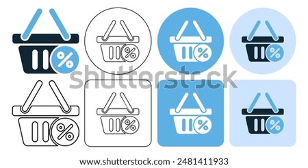 discount Shopping basket Icon shop and sale icon Shopping and E-commerce check out icon. mart market trolley icon symbol stroke line and glyph