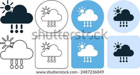 sun day, rain weather, hail rain, ice rain, icon symbol stroke line and glyph	
