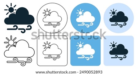 cloudy windy day, wind weather forecast breeze icon symbol stroke line and glyph