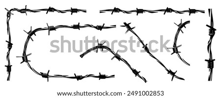 wire fence, Barbed wire, spiked wire, Razor wire element	