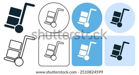 hand truck, logistic cardboard cart forklift freight parcel Cargo Weight lifting moving warehouse for packaging delivering or cargo icon symbol ui and ux design, glyphs and stroke line