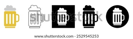 Beer mug with foam, Glass of beer, Bar, pub vector pictogram sign icon symbol ui and ux design, glyphs and stroke line