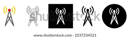 Radio tower or transmitter antenna vector pictogram sign icon symbol ui and ux design, glyphs and stroke line