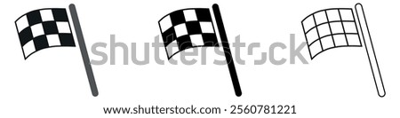 checkered finish and start racing flag vector pictogram sign icon symbol ui and ux design, glyphs and stroke line