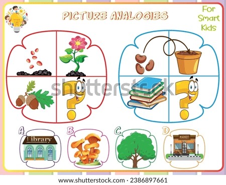 Logic worksheet picture analogies for kids are educational exercises that help children develop logical reasoning skills by identifying relationships between pictures. They enhance critical thinking