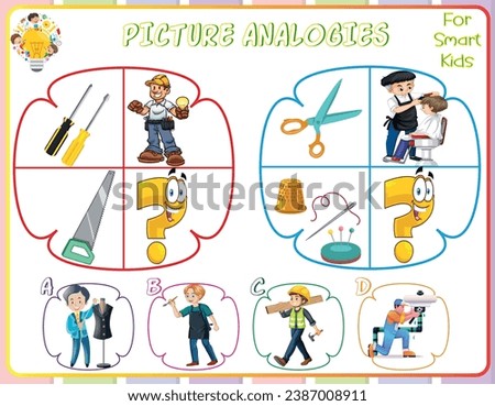 Logic worksheet picture analogies for kids are educational exercises that help children develop logical reasoning skills by identifying relationships between pictures. They enhance critical thinking