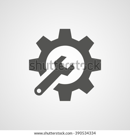 Gray cogwheel setting and wrench vector. Settings icon. 