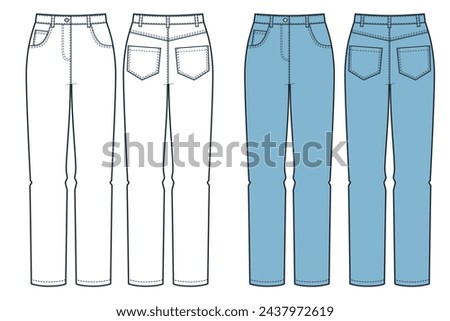 Denim woman's white and blue jeans.