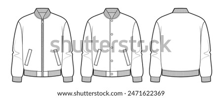 Mans bomber jacket with zipper and buttons clasp