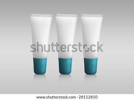 three blanc tubes of medical products for logos or presentations