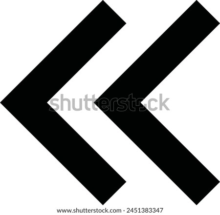 icon of double left rectangular arrow. vector illustration isolated on white background