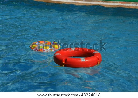 Life buoys in pool.