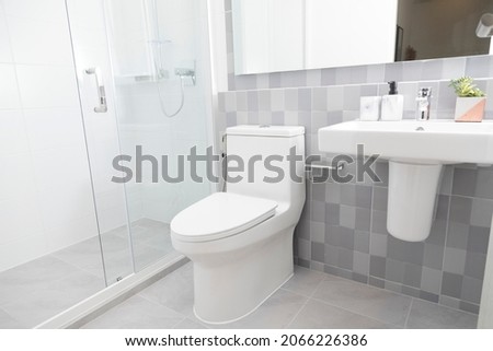 Similar – Foto Bild Wasserklosett, Badezimmer, Toilette offen und unbewohnt