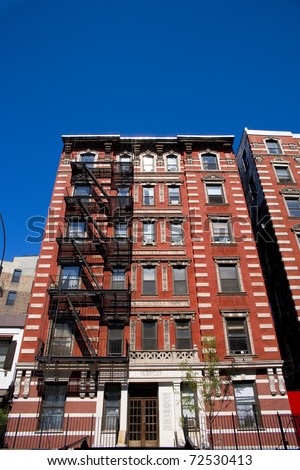 The front of a famous apartment building in New York City.