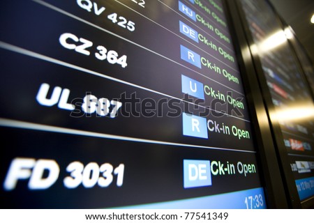 Airport Arrivals, Departure Board (selective focus)