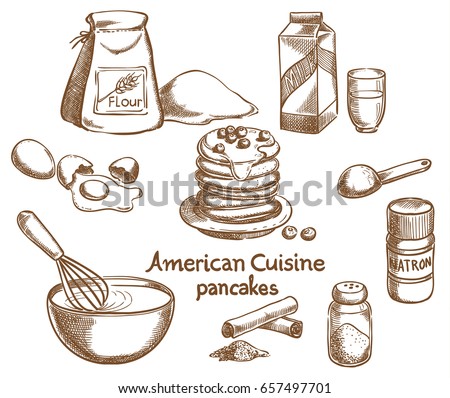 American Pancakes and Ingredients