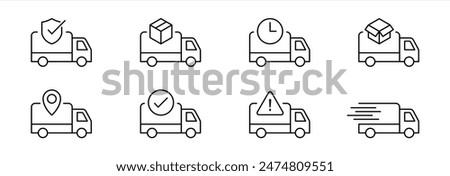 delivery truck icon set. courier icon. service truck and road transport icon symbol. vector illustration