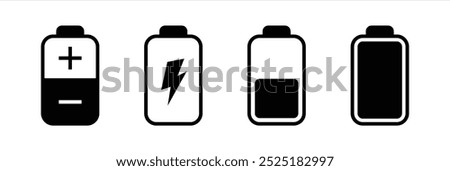 et of battery indicator icon. battery charge level indicator icon symbol sign collections. vector illustration