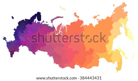 Color map of Russia,all provinces and regions