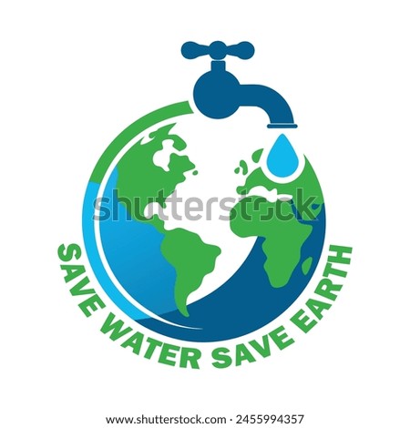 Every Drop Counts Save Water Save Earth | Save Lives Water Conservation Logo | Conserve Today Thrive Tomorrow