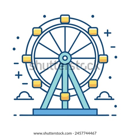 Comic Style Ferris Wheel Outline illustration Ferris Wheel Outlines