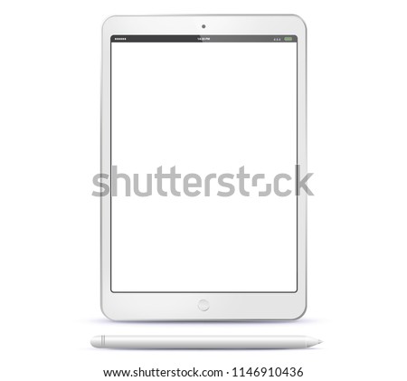 Tablet Computer and Pen Vector Illustration