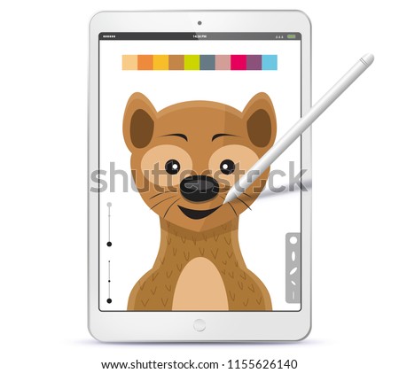 Drawing Weasel With Graphic Tablet Computer and Pen