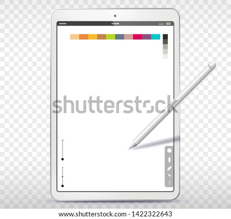 Drawing with Tablet PC and Pen Vector Illustration
