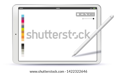 Drawing with Tablet PC and Pen Vector Illustration
