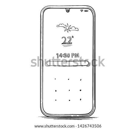 Hand Drawn Mobile Phone Vector Illustration