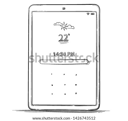 Hand Drawn Tablet PC Vector Illustration