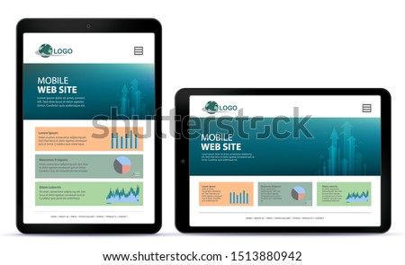 Vertical and Horizontal Tablet Computer Screen With Responsive Website Design