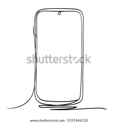 Mobile Phone Line Art Vector Illustration. Isolated on White Background.