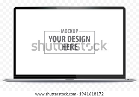 Laptop Computer Mockup. Notebook PC realistic vector illustration with transparent background.