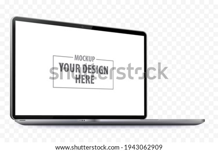 Laptop Computer Perspective View Mockup. Notebook PC realistic vector illustration template with transparent background.