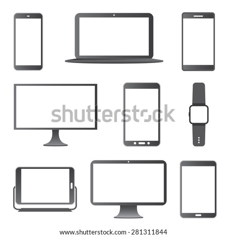 Electronic Devices Vector Icon Set.
