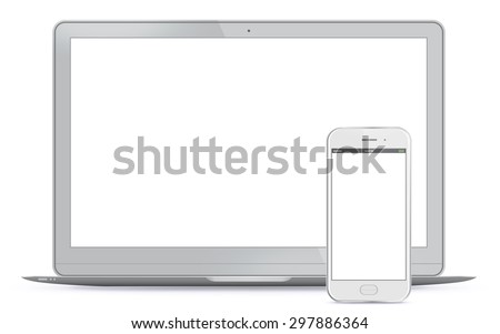 Laptop and Mobile Phone Vector Illustration.