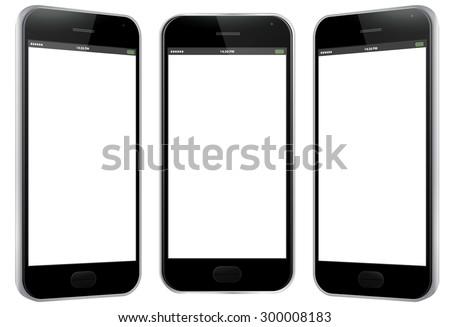 Mobile Phone Vector Illustration with different views.
