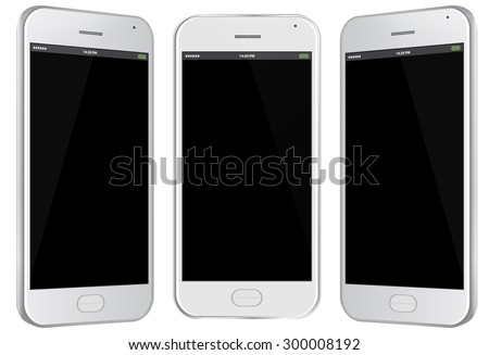 Mobile Phone Vector Illustration with different views.