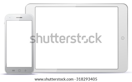 Tablet PC and Mobile Phone Vector illustration.