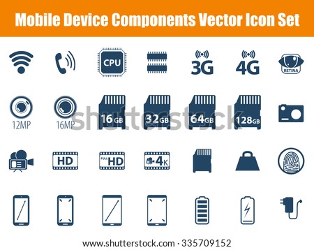 Mobile Device Components Vector Icon Set