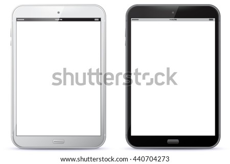 White and Black Tablet Computers Vector Illustration. 
