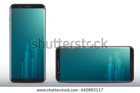 Vertical and Horizontal Smart Phone Vector Illustration.